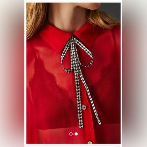 Anthropologie Skinny Bow Necktie Black & White